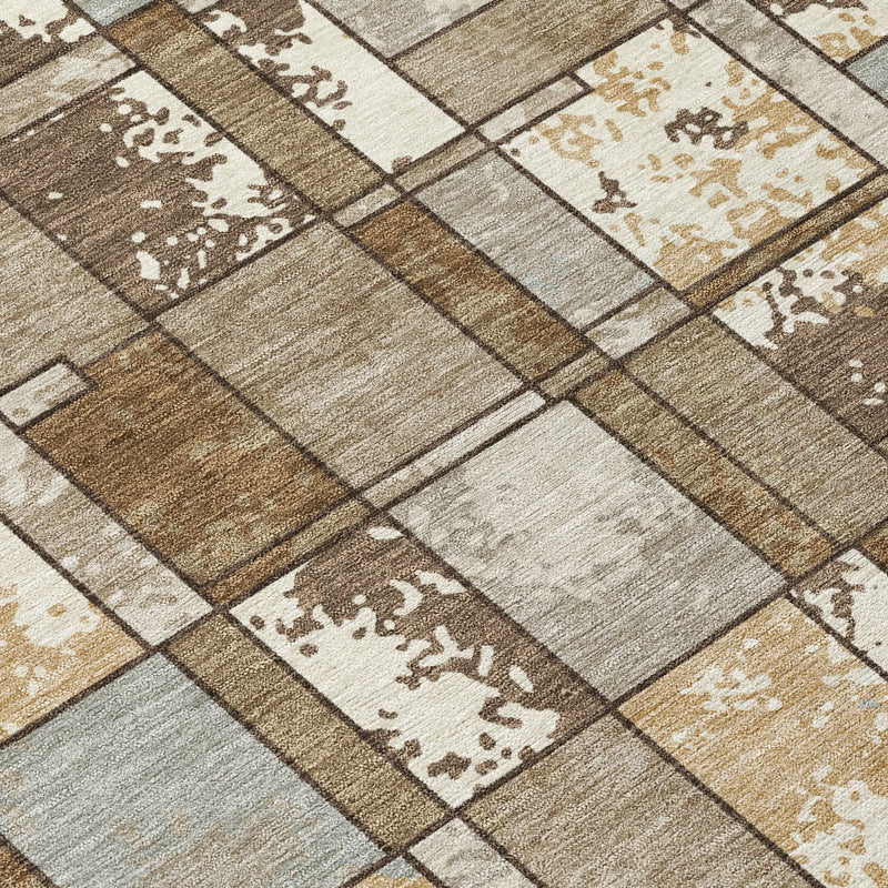 8' X 10' Brown And Beige Geometric Washable Indoor Outdoor Area Rug Homeroots Outdoor