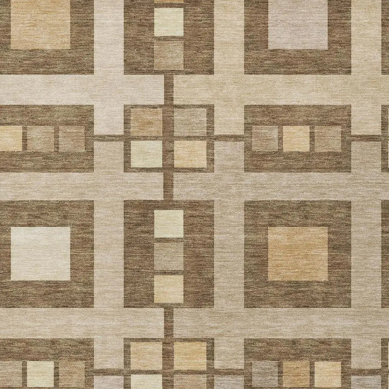 8' X 10' Brown And Beige Geometric Washable Indoor Outdoor Area Rug Homeroots Outdoor