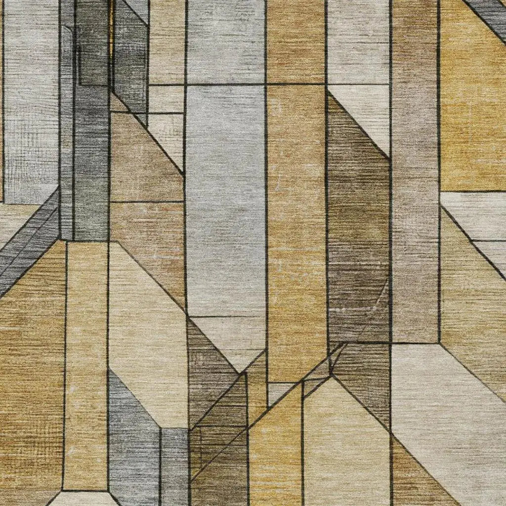 8' X 10' Brown And Beige Geometric Washable Indoor Outdoor Area Rug Homeroots Outdoor