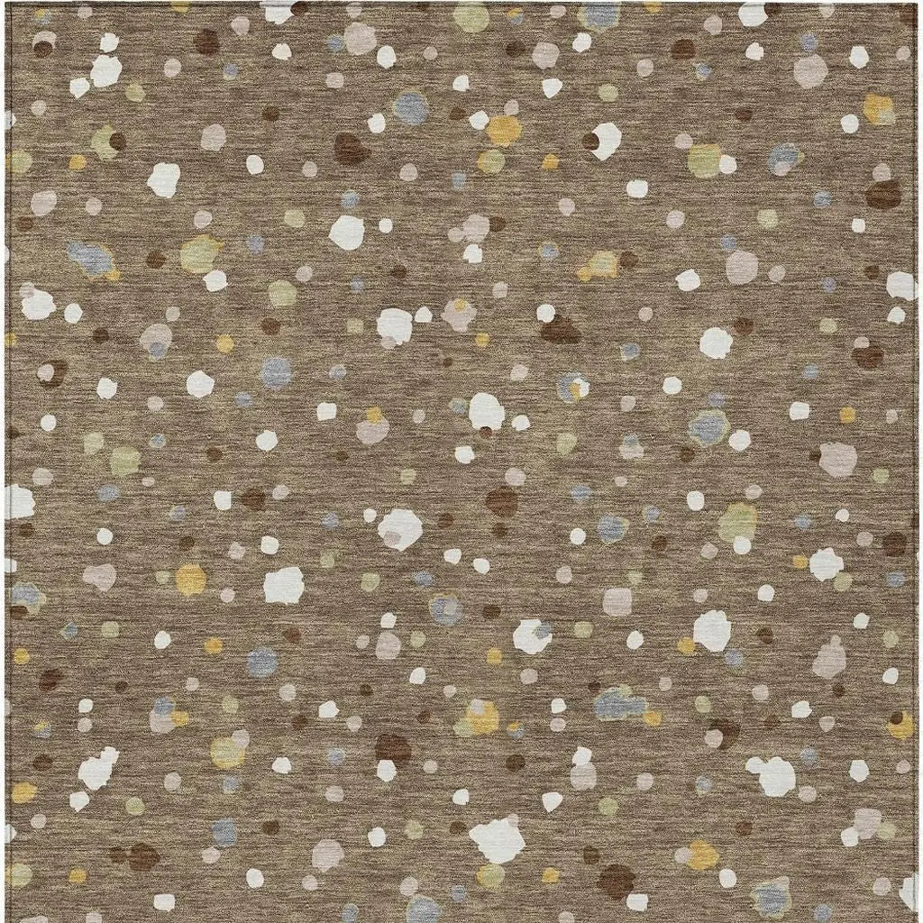 8' X 10' Brown And Beige Geometric Washable Indoor Outdoor Area Rug Homeroots Outdoor
