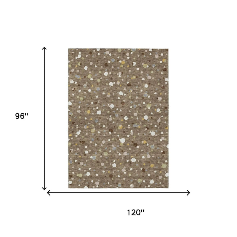 8' X 10' Brown And Beige Geometric Washable Indoor Outdoor Area Rug Homeroots Outdoor