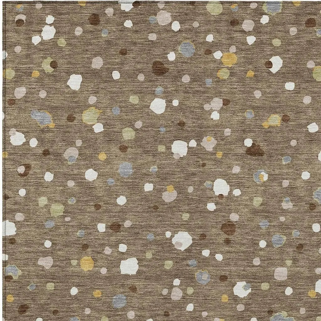 8' X 10' Brown And Beige Geometric Washable Indoor Outdoor Area Rug Homeroots Outdoor