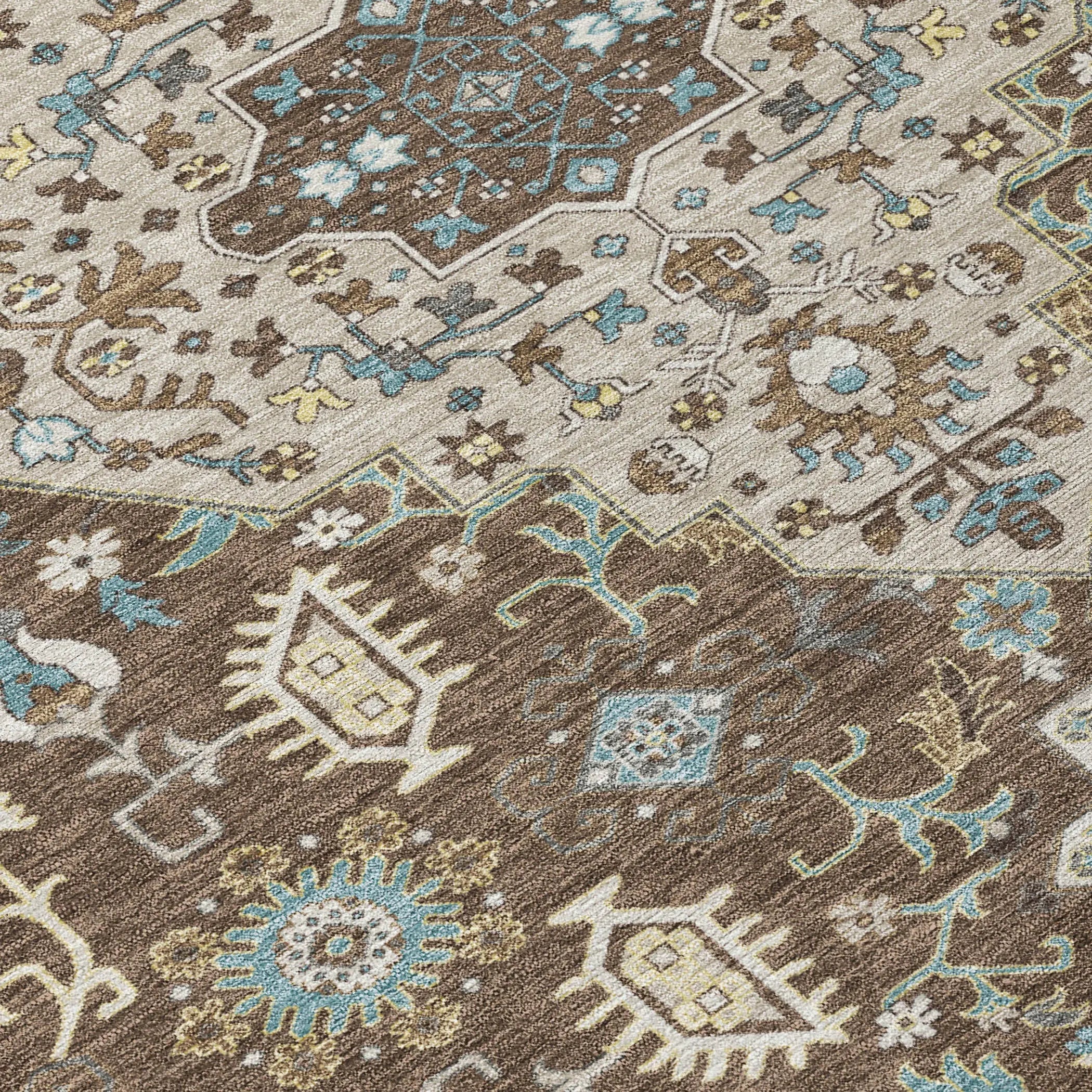 8' X 10' Brown And Beige Medallion Washable Indoor Outdoor Area Rug Homeroots Outdoor