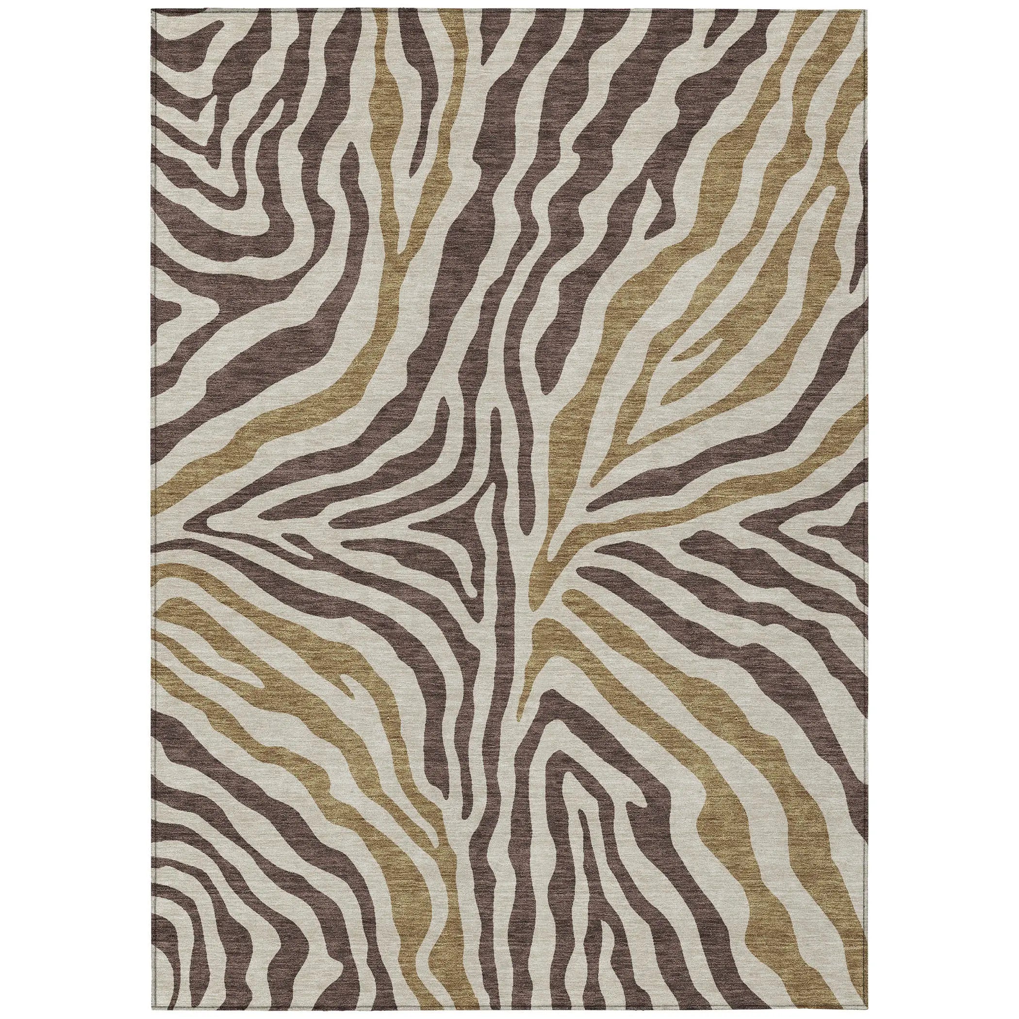 8' X 10' Brown And Beige Zebra Print Washable Indoor Outdoor Area Rug Homeroots Outdoor