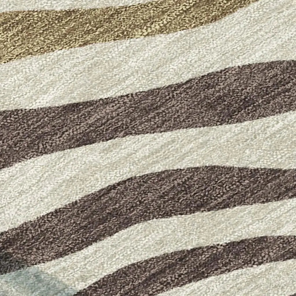 8' X 10' Brown And Beige Zebra Print Washable Indoor Outdoor Area Rug Homeroots Outdoor