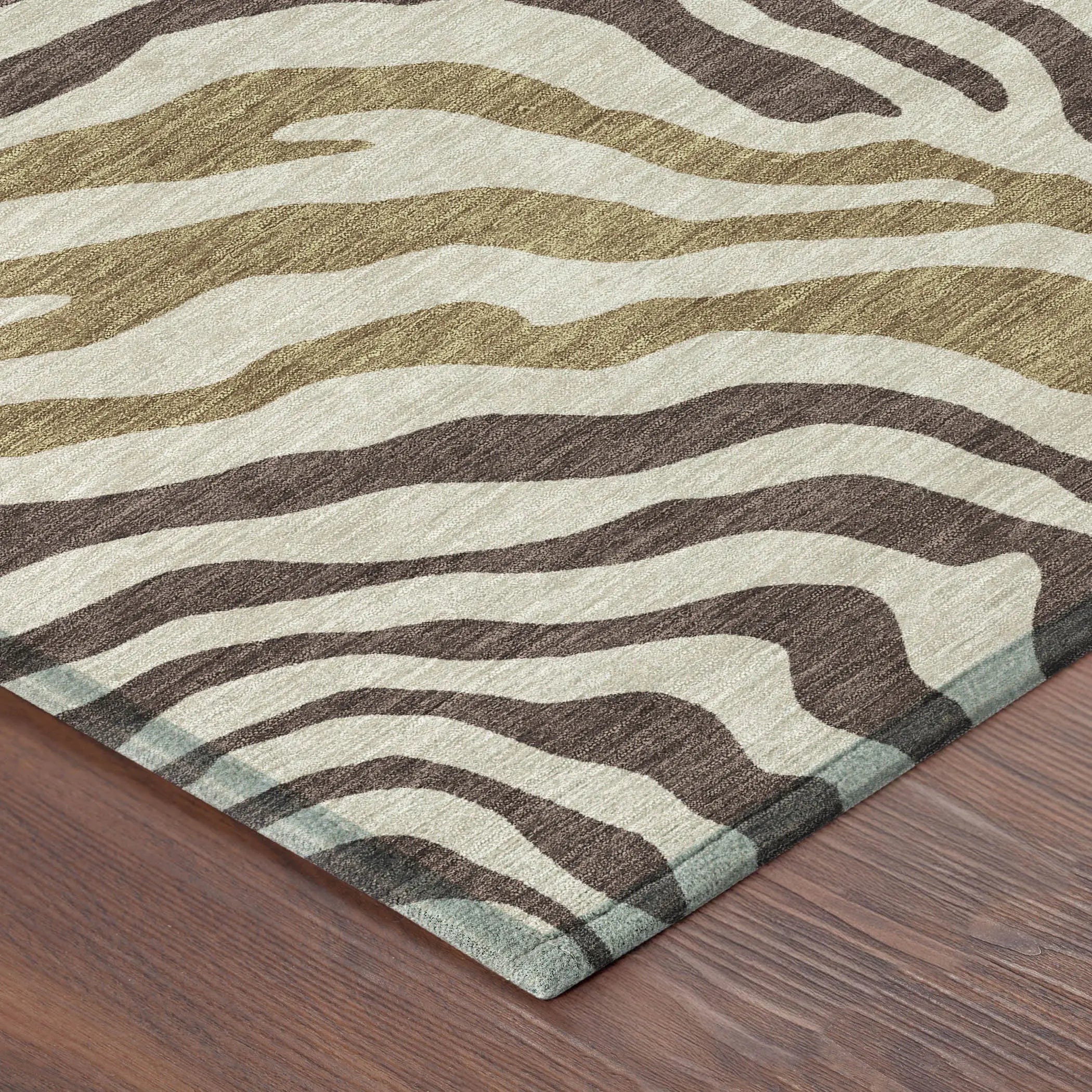 8' X 10' Brown And Beige Zebra Print Washable Indoor Outdoor Area Rug Homeroots Outdoor