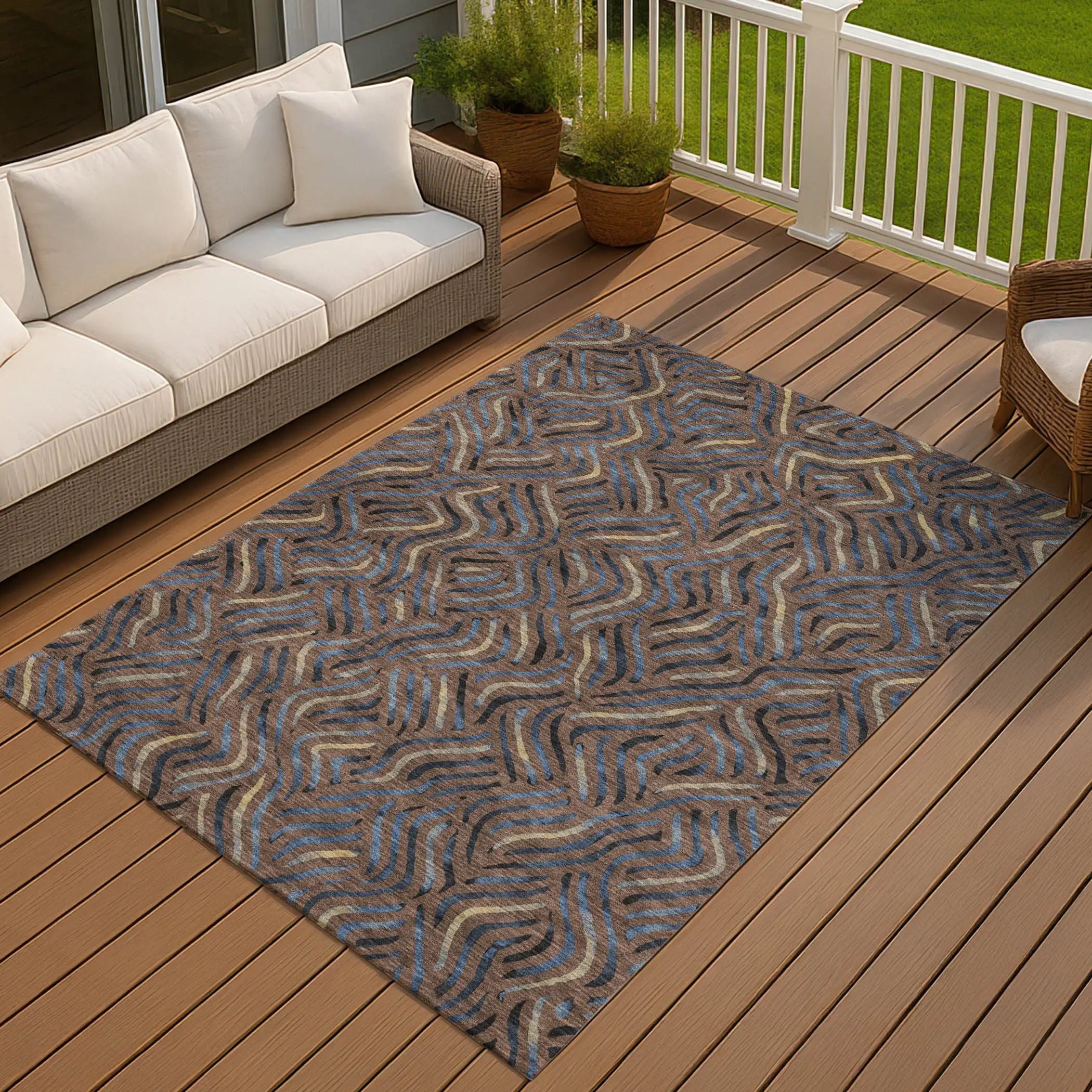 8' X 10' Brown And Black Abstract Washable Indoor Outdoor Area Rug Homeroots Outdoor