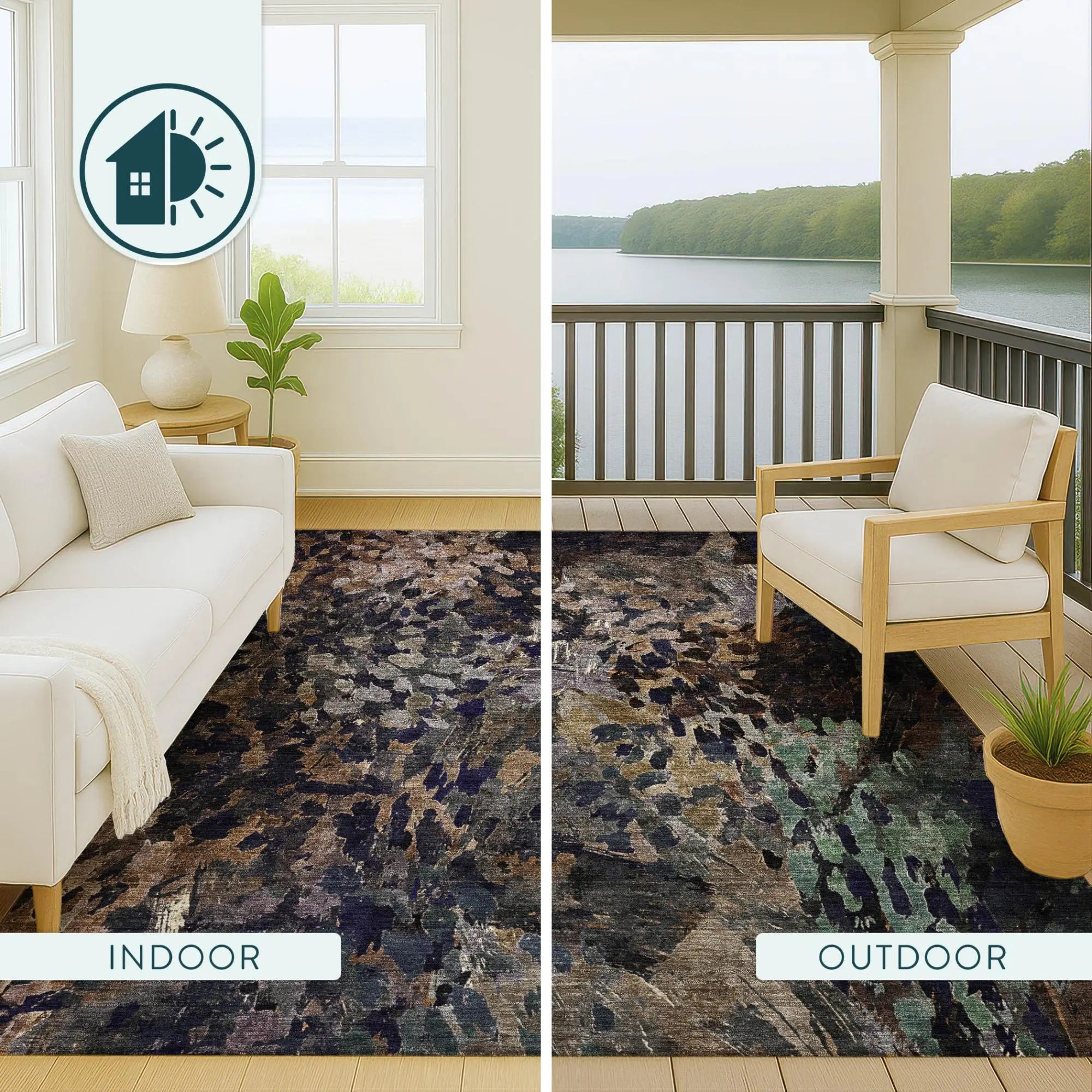 8' X 10' Brown And Black Abstract Washable Indoor Outdoor Area Rug Homeroots Outdoor