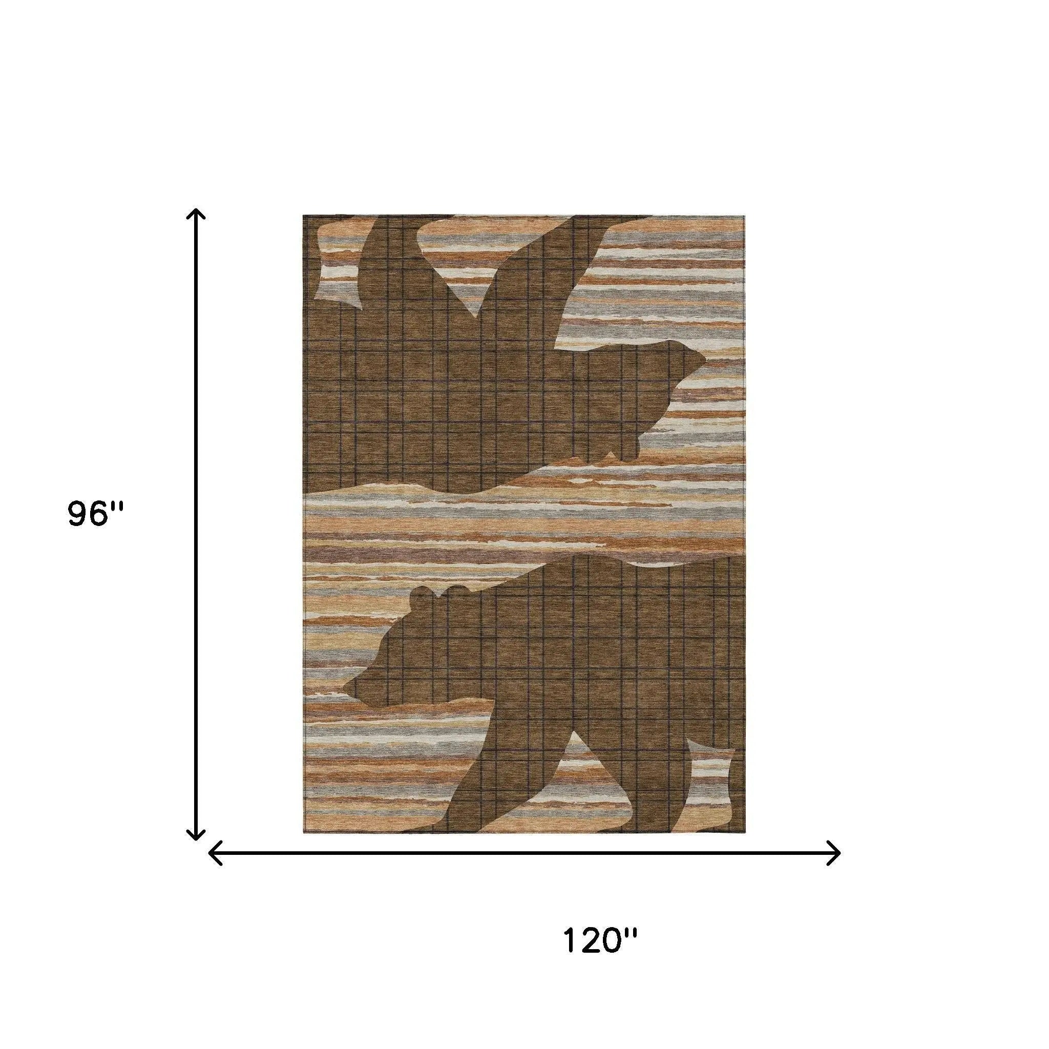 8' X 10' Brown And Black Abstract Washable Indoor Outdoor Area Rug Homeroots Outdoor
