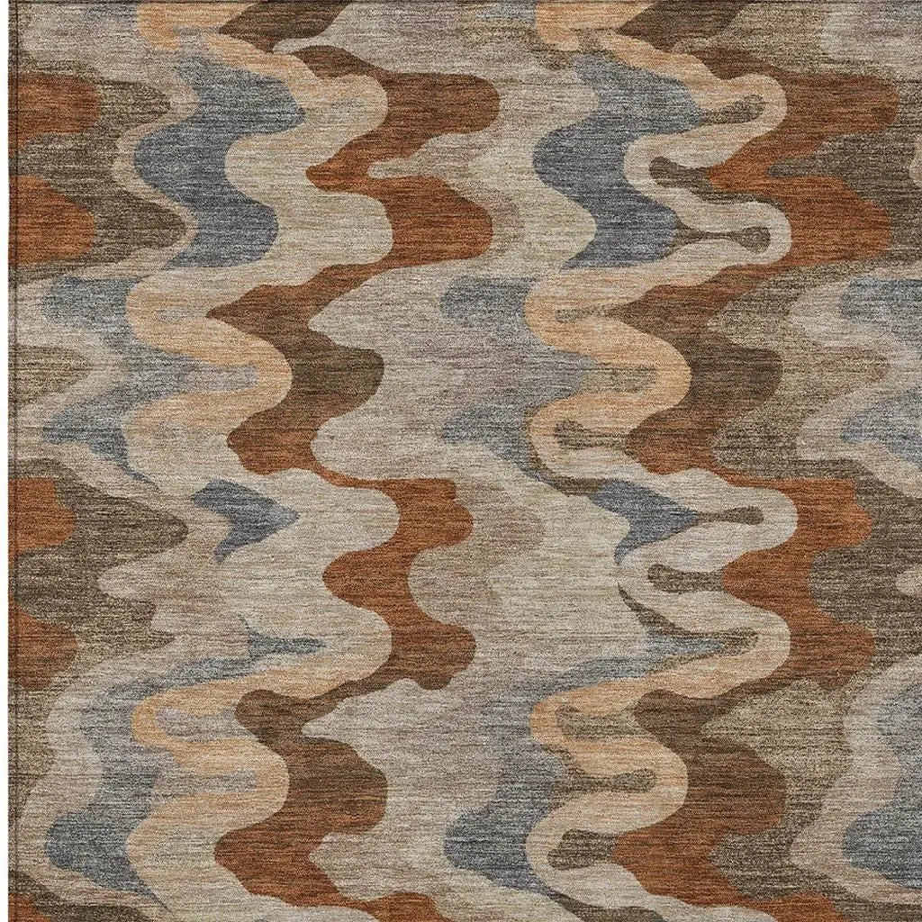 8' X 10' Brown And Chocolate Abstract Washable Indoor Outdoor Area Rug Homeroots Outdoor