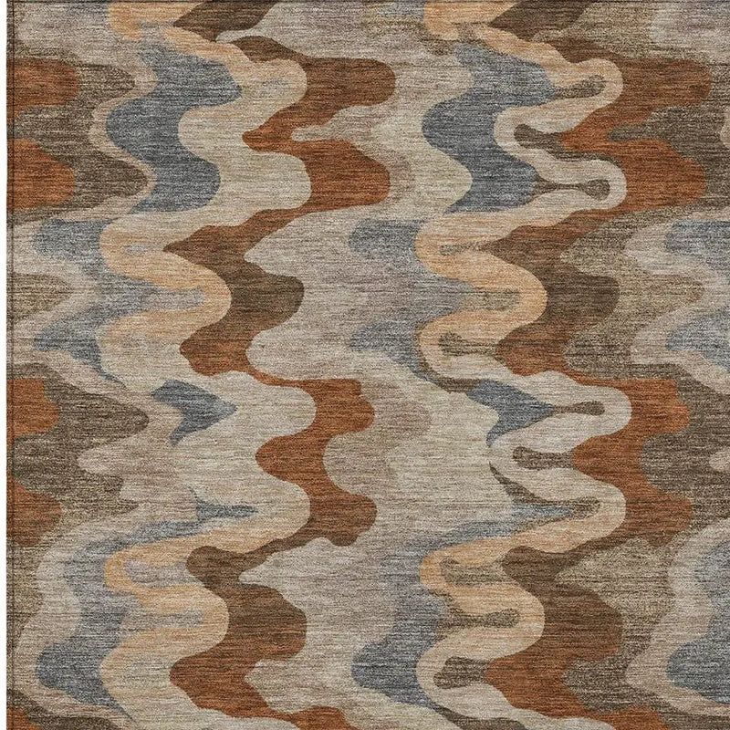 8' X 10' Brown And Chocolate Abstract Washable Indoor Outdoor Area Rug Homeroots Outdoor