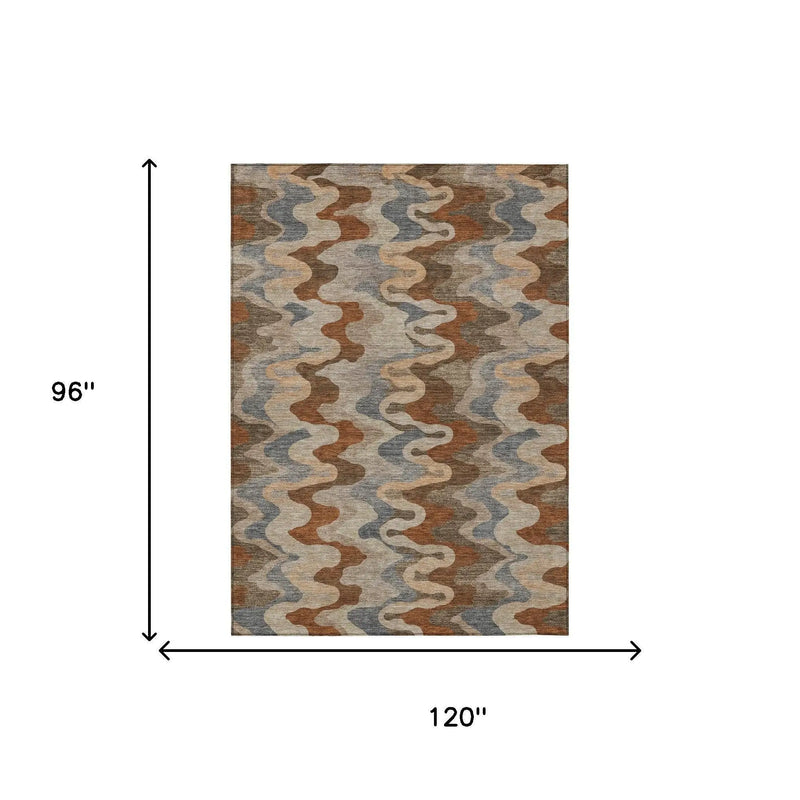8' X 10' Brown And Chocolate Abstract Washable Indoor Outdoor Area Rug Homeroots Outdoor