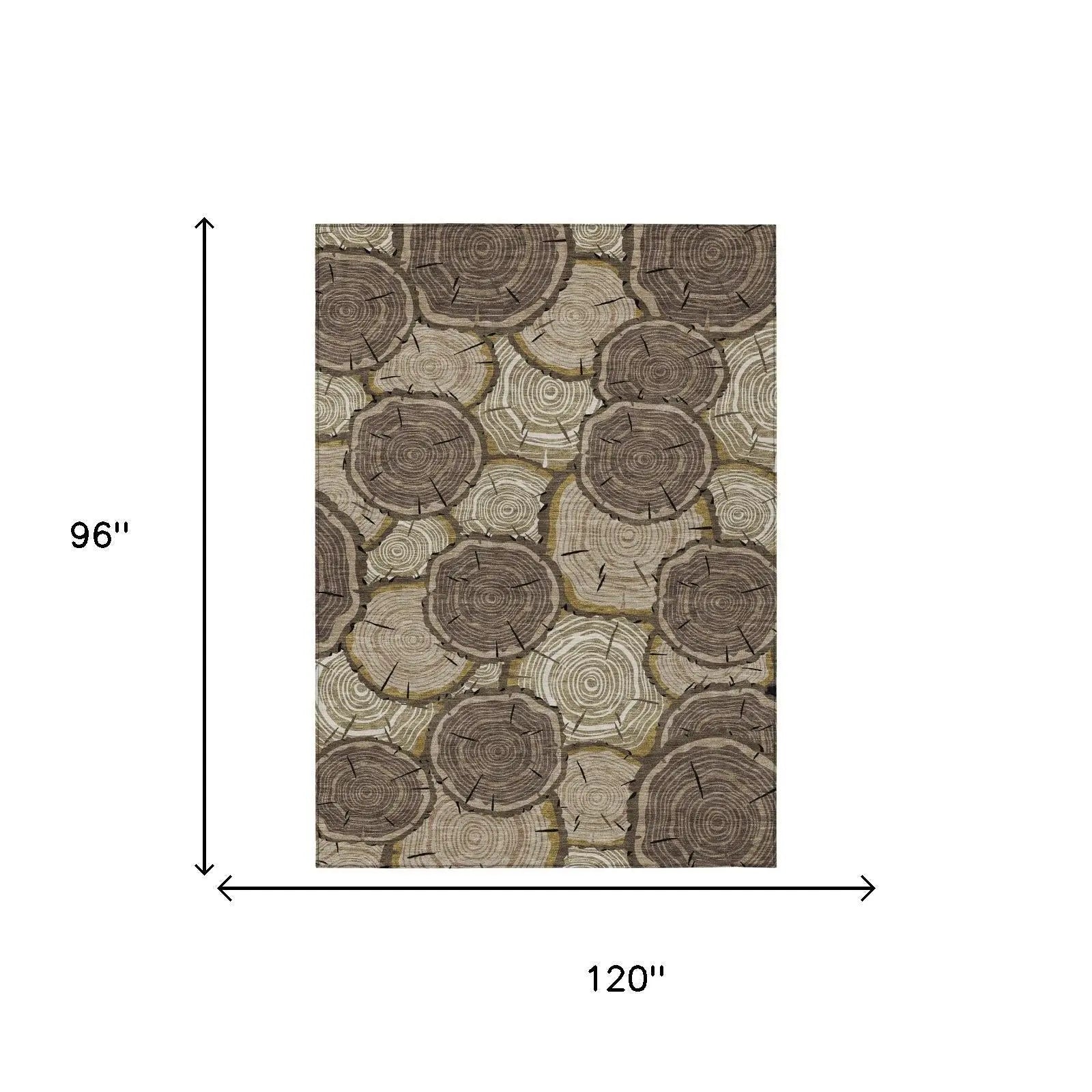 8' X 10' Brown And Chocolate Faux Bois Washable Indoor Outdoor Area Rug Homeroots Outdoor