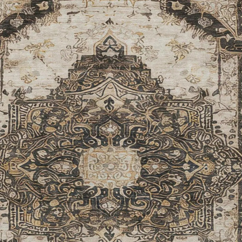 8' X 10' Brown And Chocolate Floral Medallion Washable Indoor Outdoor Area Rug Homeroots Outdoor