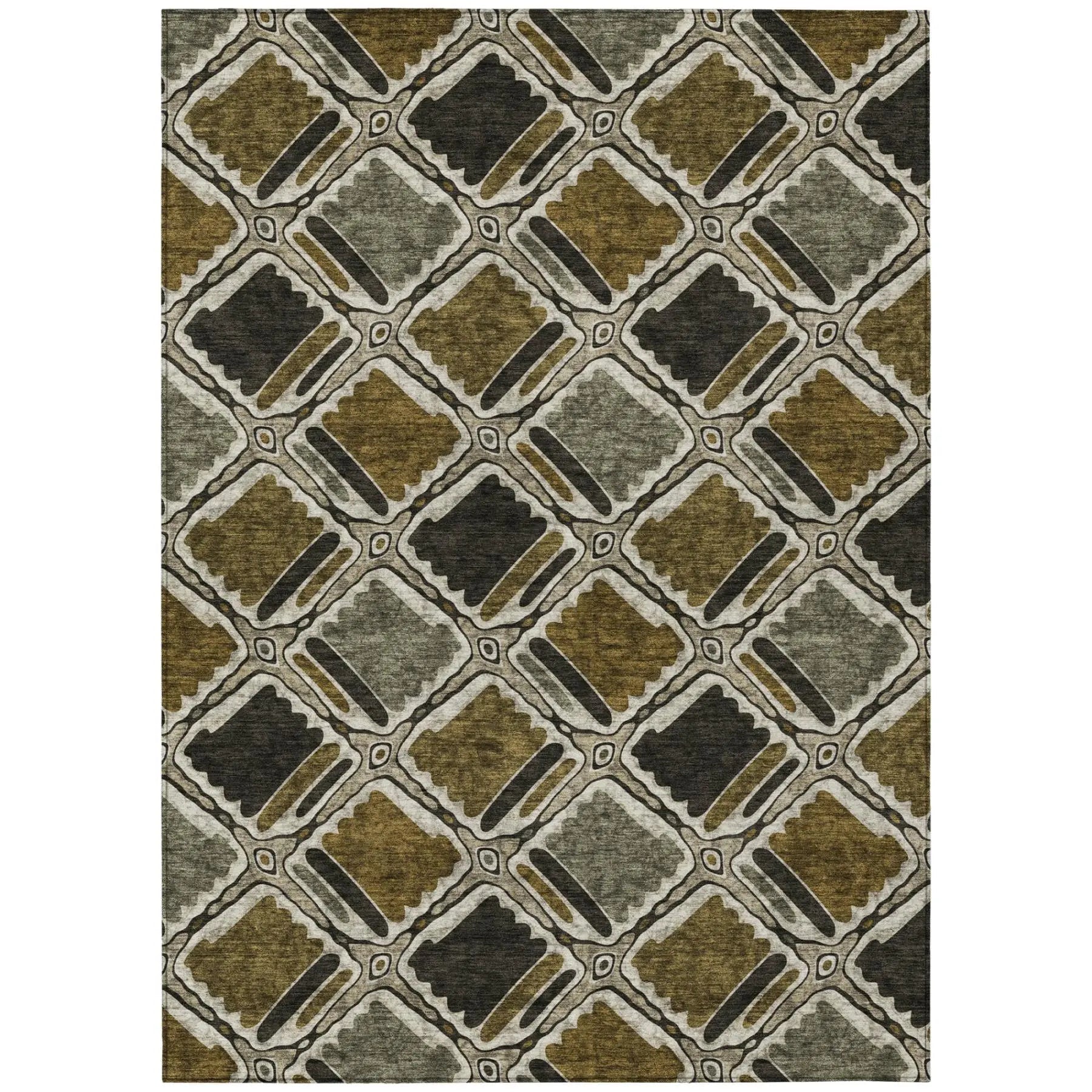 8' X 10' Brown And Chocolate Geometric Washable Indoor Outdoor Area Rug Homeroots Outdoor