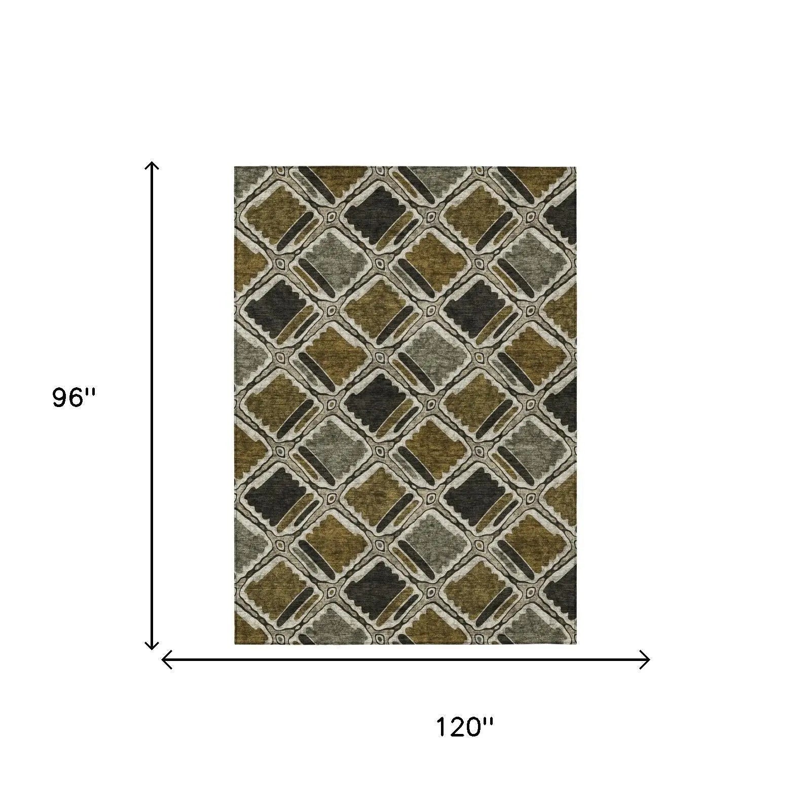 8' X 10' Brown And Chocolate Geometric Washable Indoor Outdoor Area Rug Homeroots Outdoor