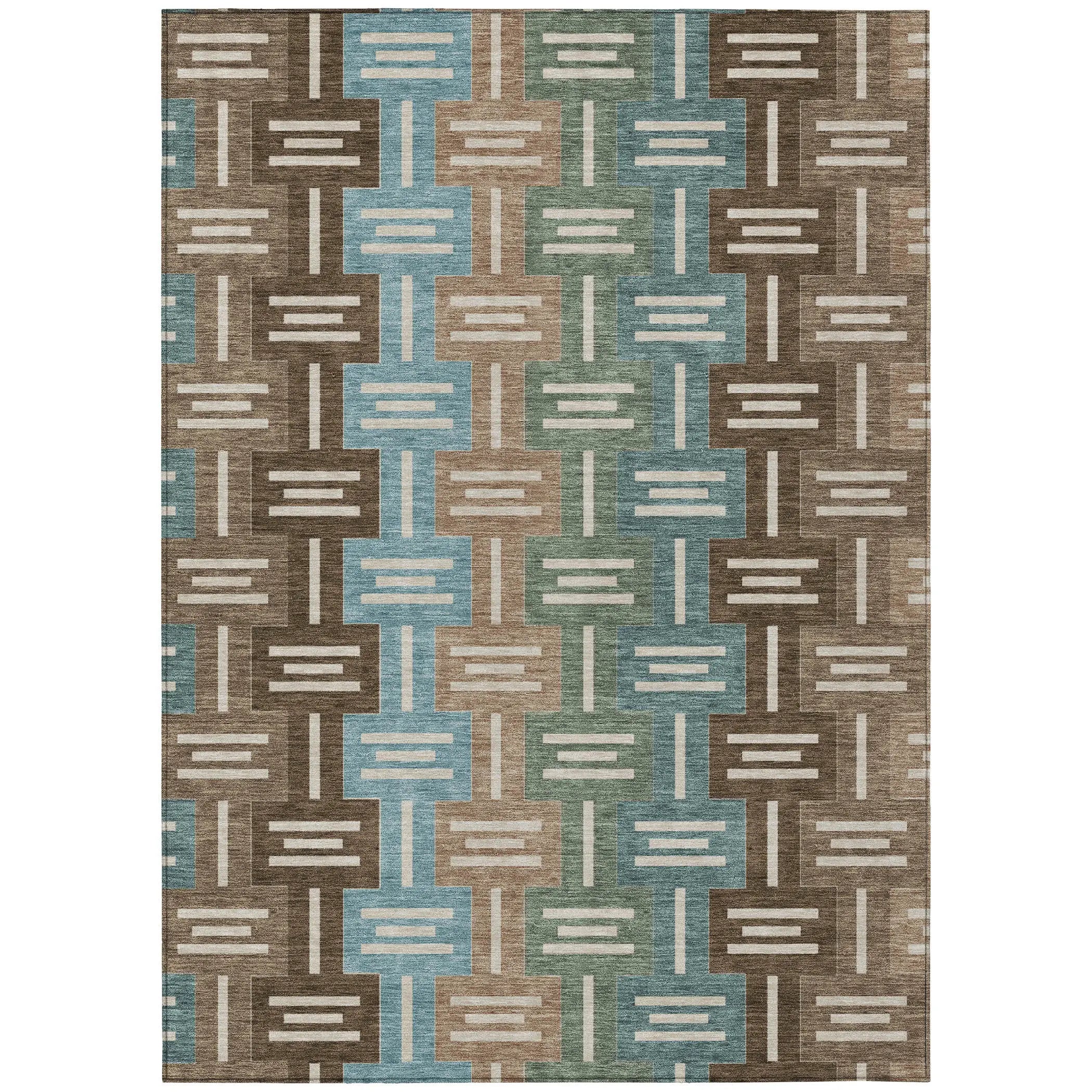 8' X 10' Brown And Chocolate Geometric Washable Indoor Outdoor Area Rug Homeroots Outdoor