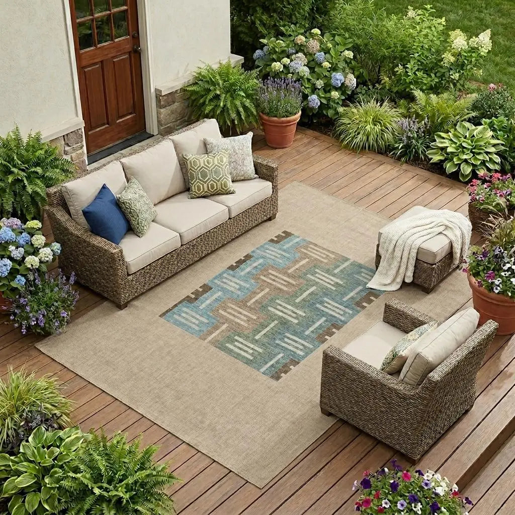 8' X 10' Brown And Chocolate Geometric Washable Indoor Outdoor Area Rug Homeroots Outdoor