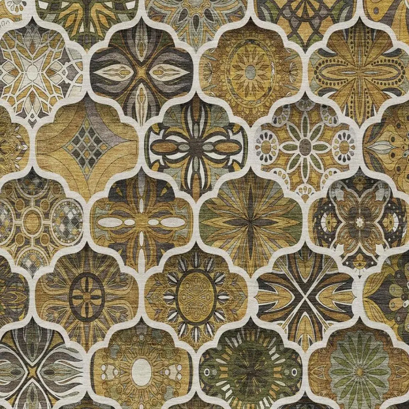 8' X 10' Brown And Chocolate Ogee Washable Indoor Outdoor Area Rug Homeroots Outdoor