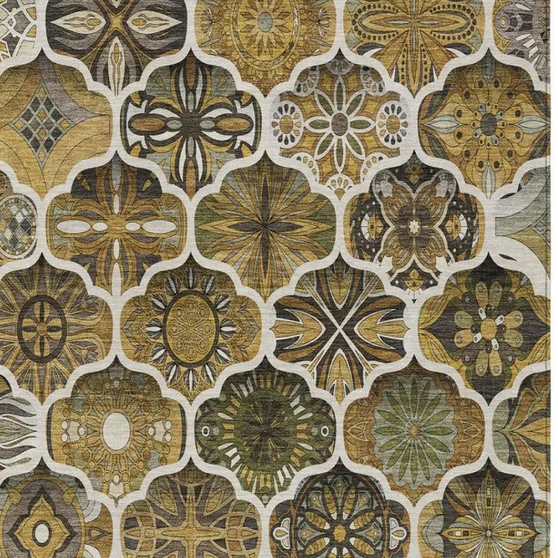 8' X 10' Brown And Chocolate Ogee Washable Indoor Outdoor Area Rug Homeroots Outdoor