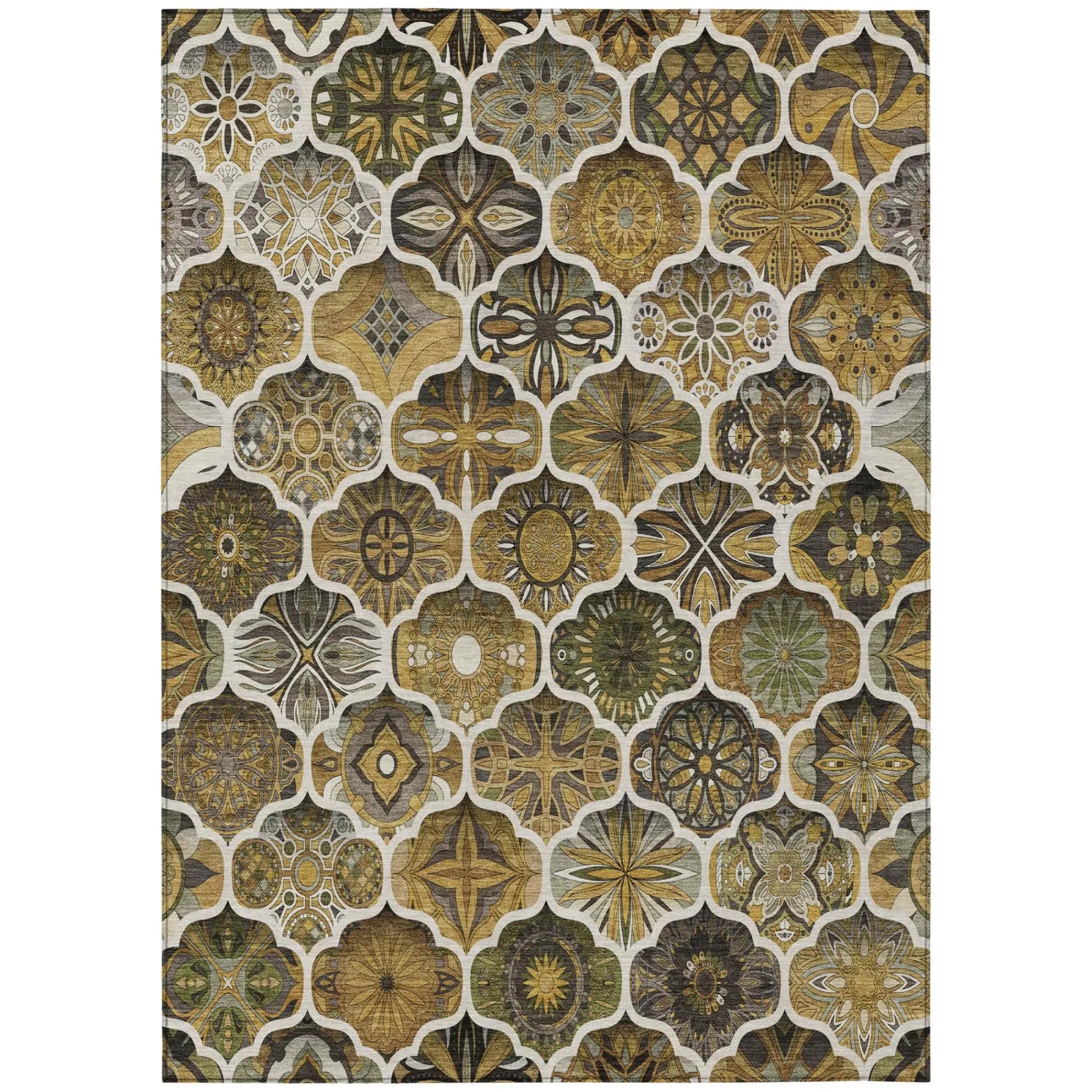 8' X 10' Brown And Chocolate Ogee Washable Indoor Outdoor Area Rug Homeroots Outdoor