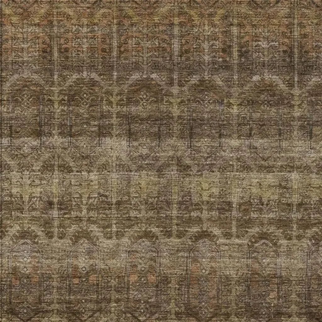 8' X 10' Brown And Chocolate Tribal Washable Indoor Outdoor Area Rug Homeroots Outdoor