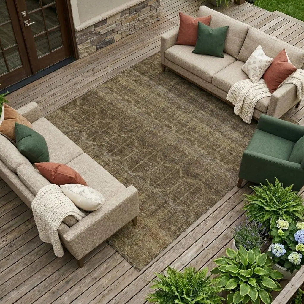 8' X 10' Brown And Chocolate Tribal Washable Indoor Outdoor Area Rug Homeroots Outdoor