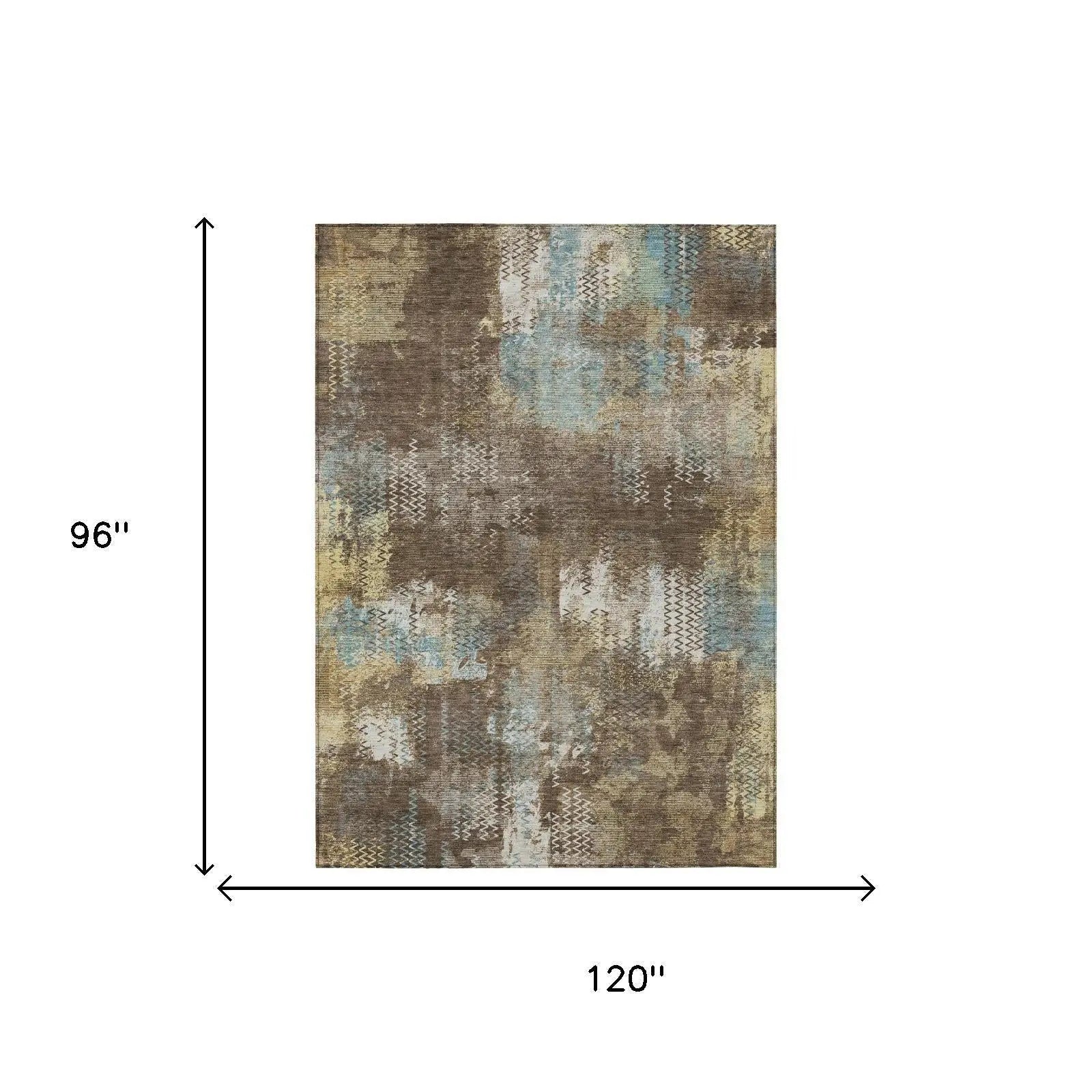 8' X 10' Brown And Coffee Abstract Washable Indoor Outdoor Area Rug Homeroots Outdoor