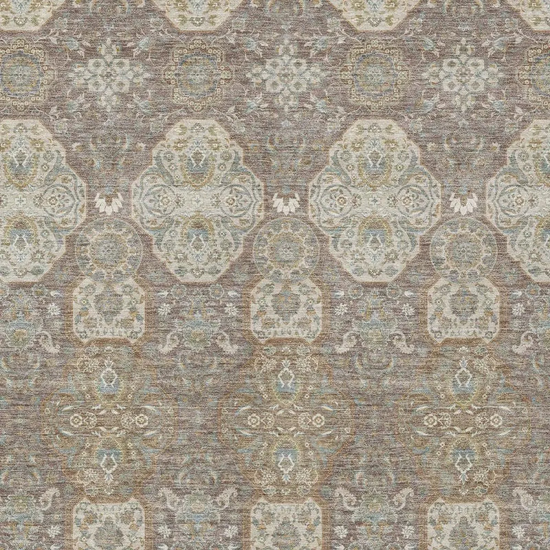 8' X 10' Brown And Copper Floral Washable Indoor Outdoor Area Rug Homeroots Outdoor