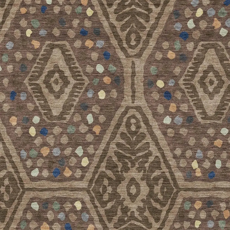 8' X 10' Brown And Copper Tribal Washable Indoor Outdoor Area Rug Homeroots Outdoor