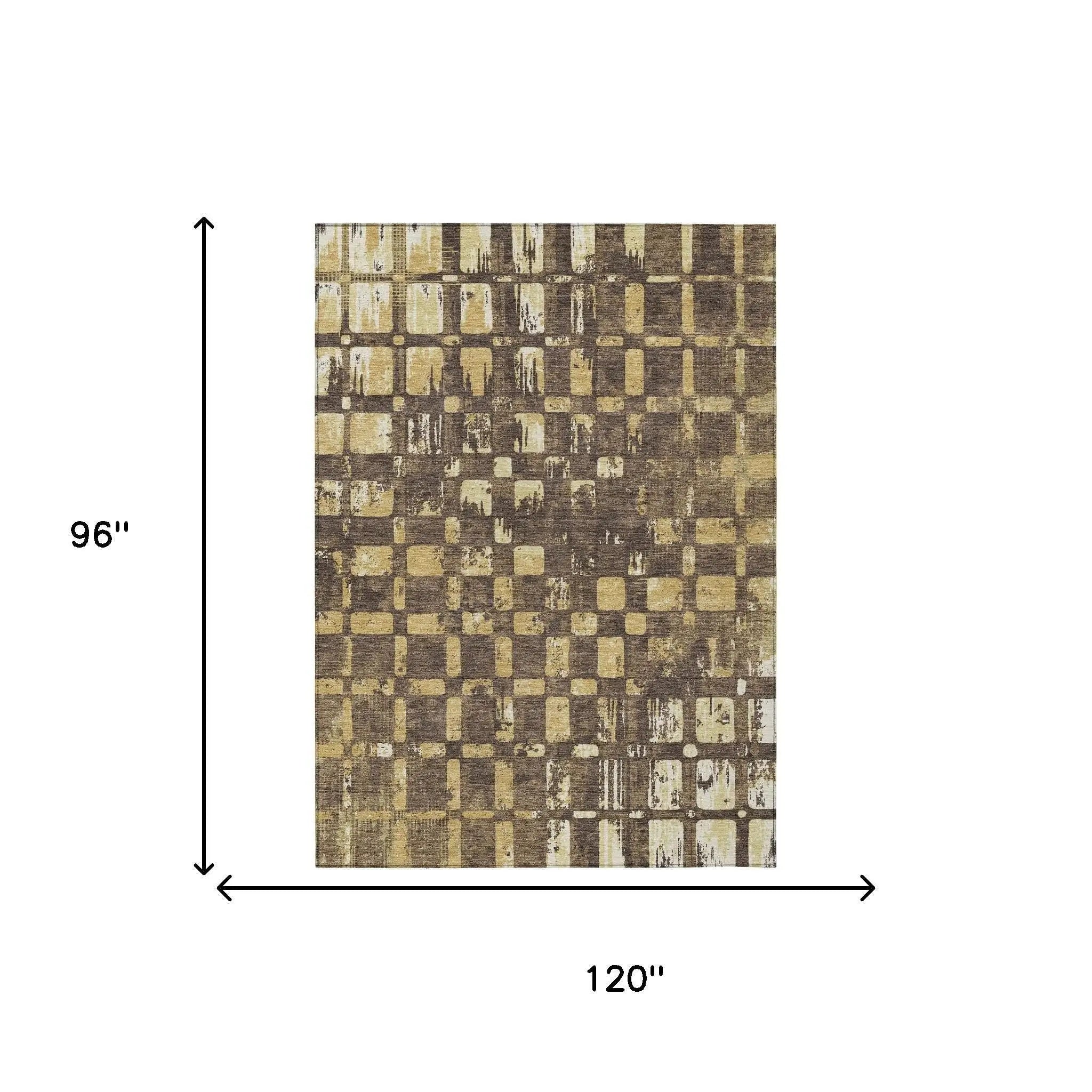 8' X 10' Brown And Gold Abstract Washable Indoor Outdoor Area Rug Homeroots Outdoor