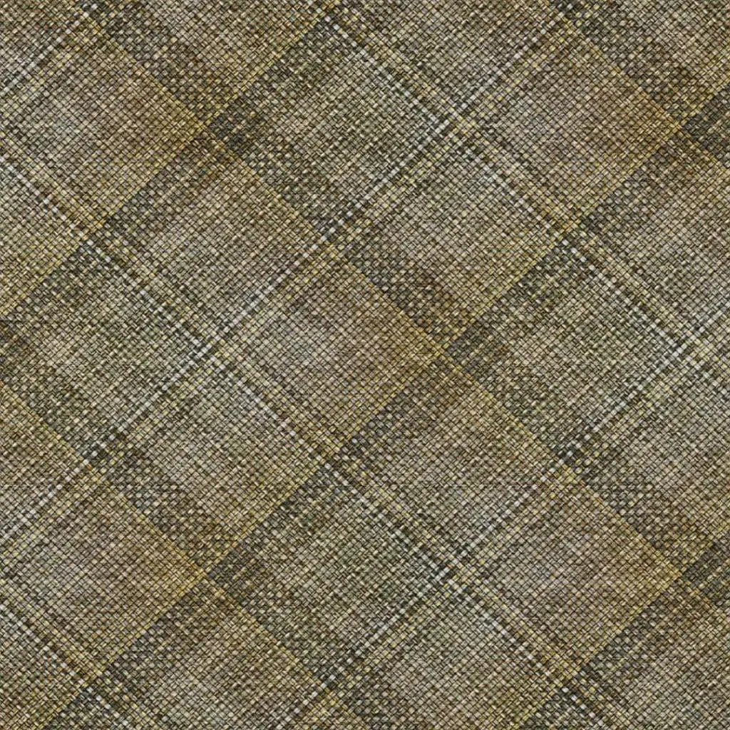 8' X 10' Brown And Gold Plaid Washable Indoor Outdoor Area Rug Homeroots Outdoor