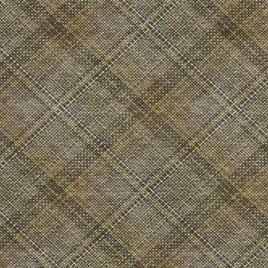 8' X 10' Brown And Gold Plaid Washable Indoor Outdoor Area Rug Homeroots Outdoor