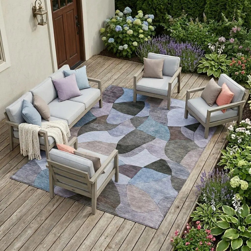 8' X 10' Brown And Graphite Abstract Washable Indoor Outdoor Area Rug Homeroots Outdoor