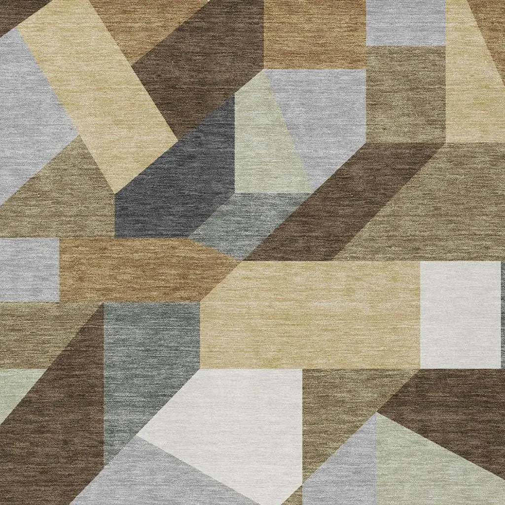 8' X 10' Brown And Graphite Geometric Washable Indoor Outdoor Area Rug Homeroots Outdoor