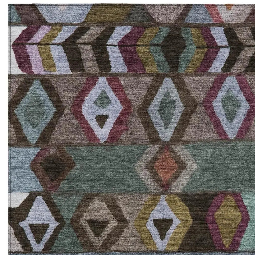 8' X 10' Brown And Graphite Tribal Washable Indoor Outdoor Area Rug Homeroots Outdoor