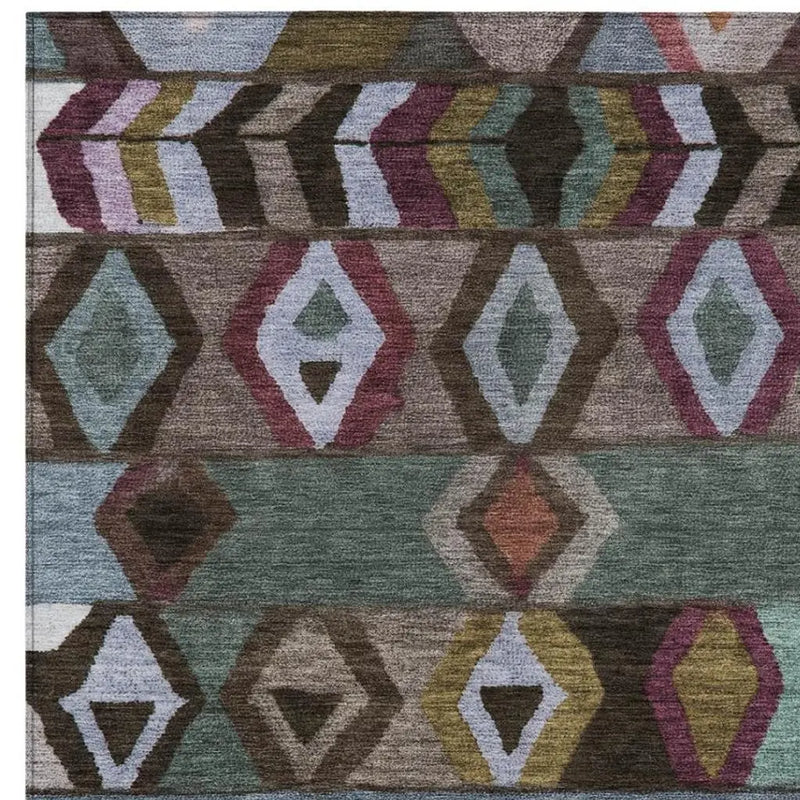 8' X 10' Brown And Graphite Tribal Washable Indoor Outdoor Area Rug Homeroots Outdoor