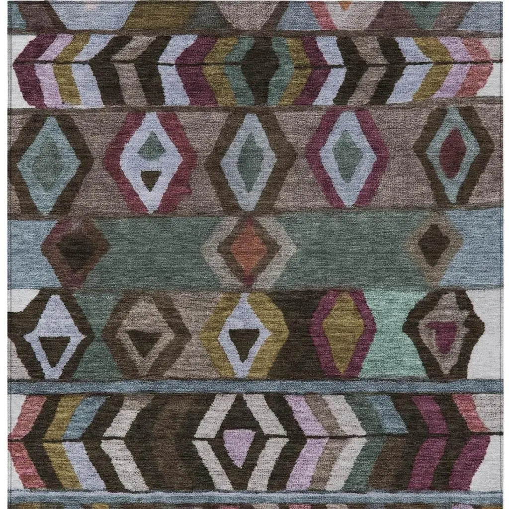 8' X 10' Brown And Graphite Tribal Washable Indoor Outdoor Area Rug Homeroots Outdoor