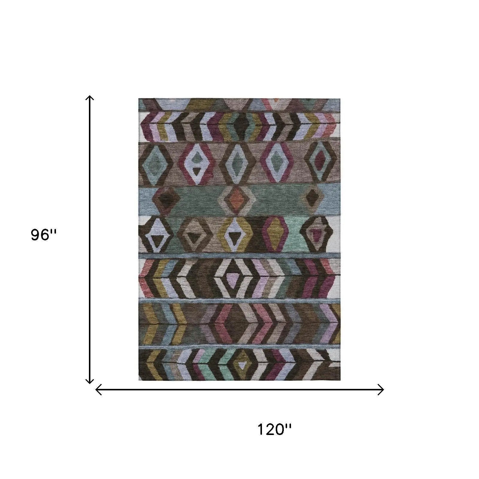 8' X 10' Brown And Graphite Tribal Washable Indoor Outdoor Area Rug Homeroots Outdoor