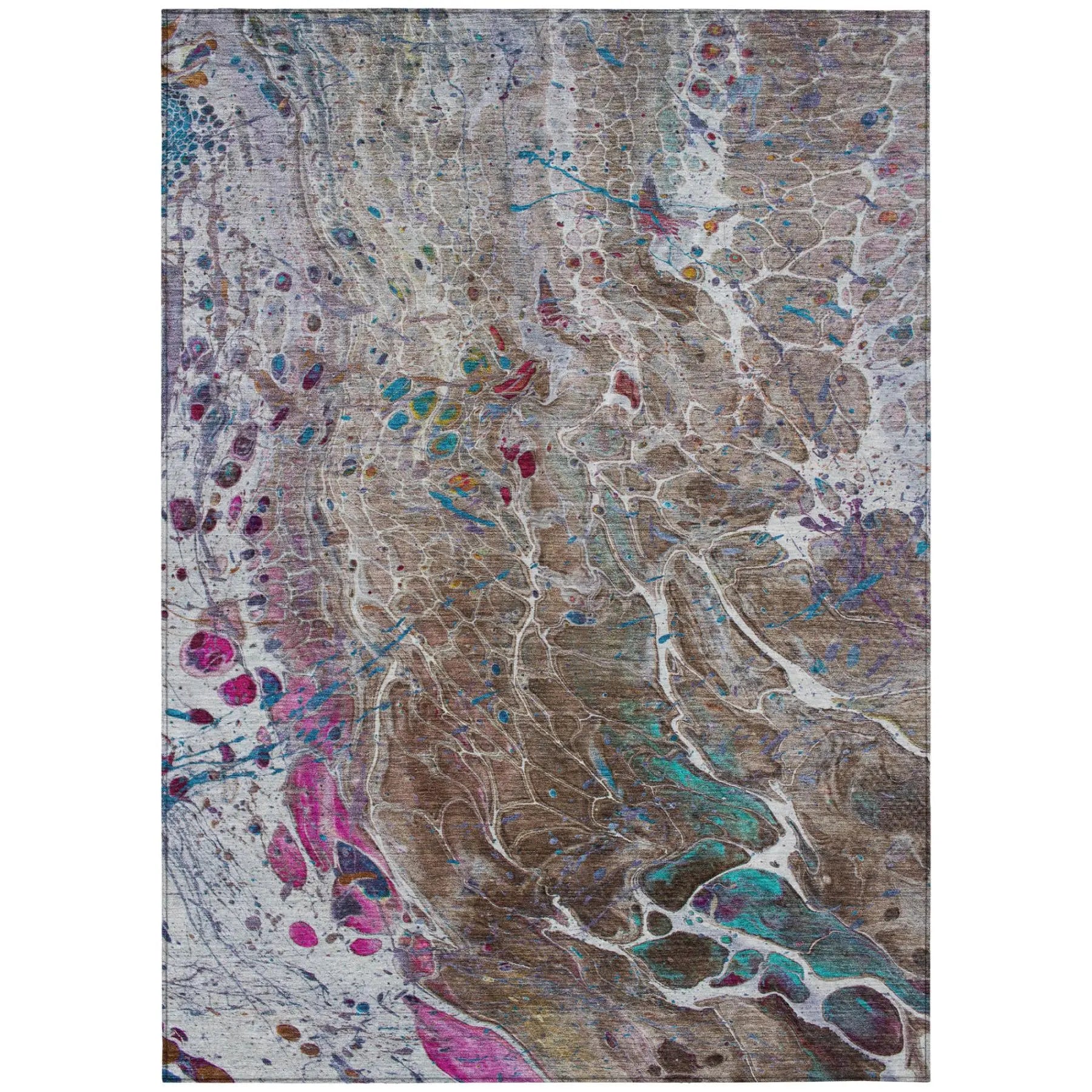 8' X 10' Brown And Gray Abstract Washable Indoor Outdoor Area Rug Homeroots Outdoor