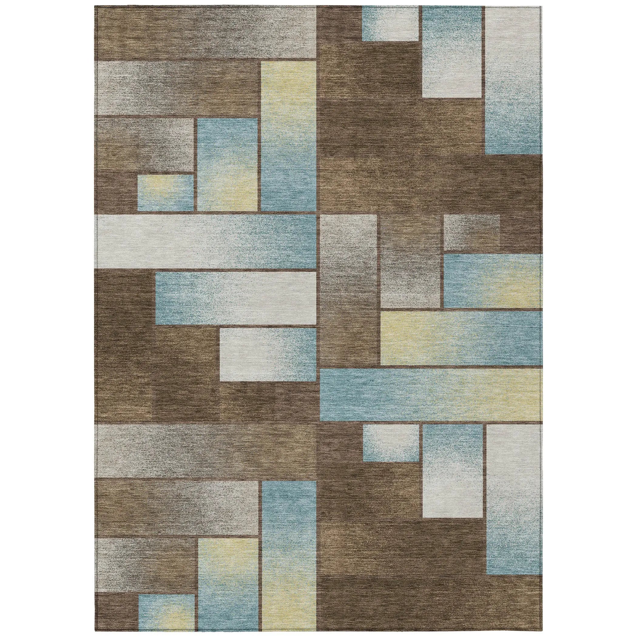 8' X 10' Brown And Gray Geometric Washable Indoor Outdoor Area Rug Homeroots Outdoor