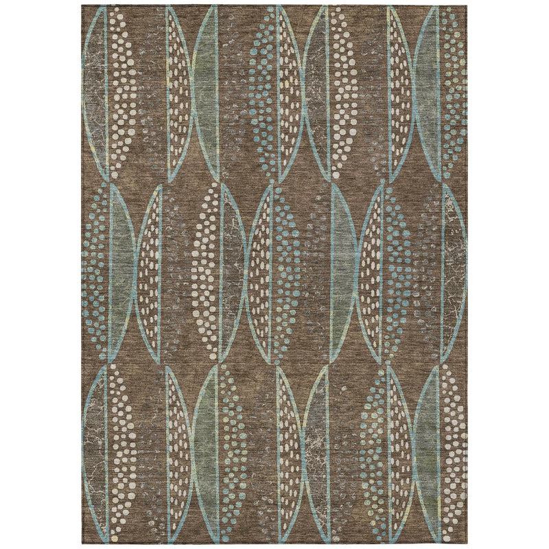 8' X 10' Brown And Gray Geometric Washable Indoor Outdoor Area Rug Homeroots Outdoor