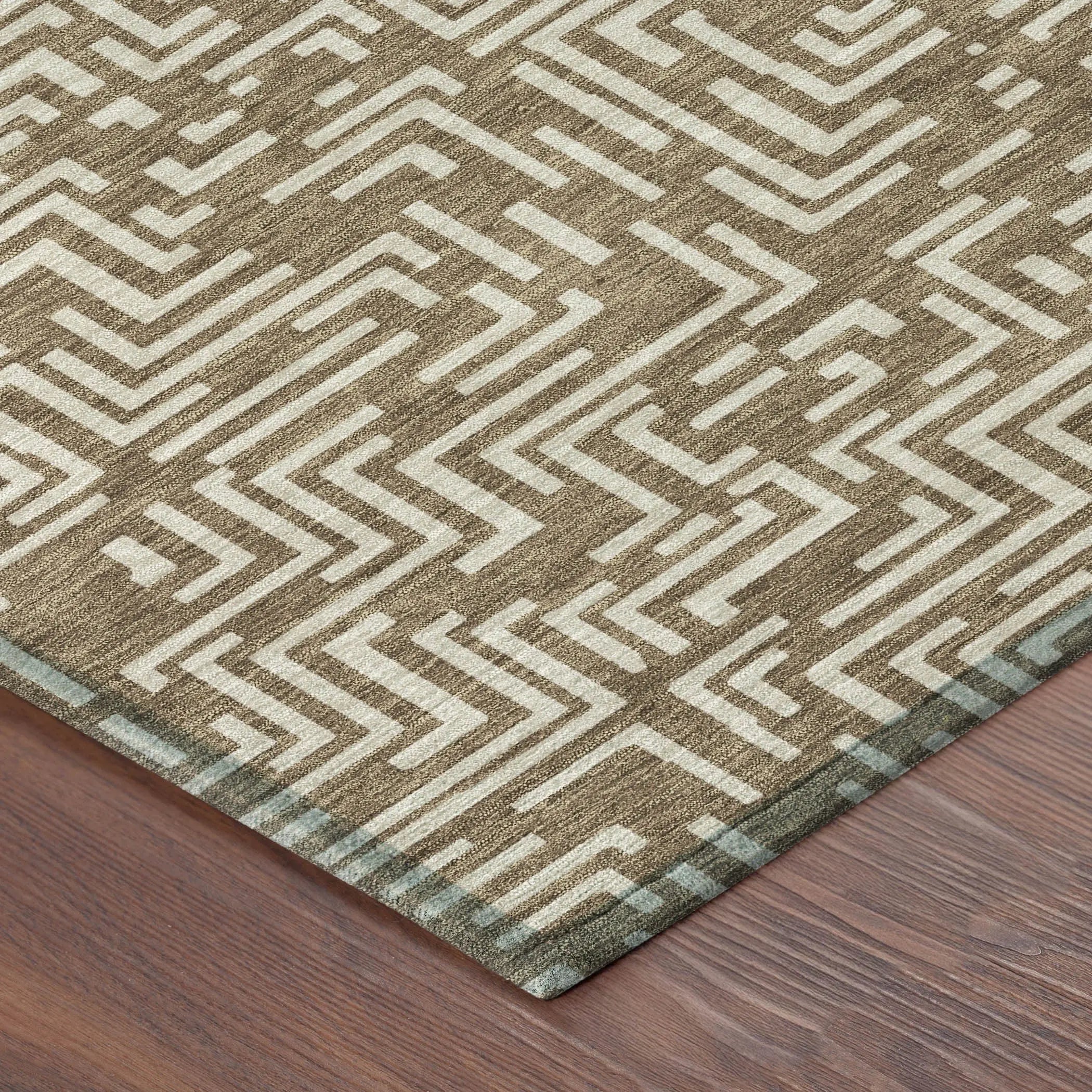 8' X 10' Brown And Gray Geometric Washable Indoor Outdoor Area Rug Homeroots Outdoor