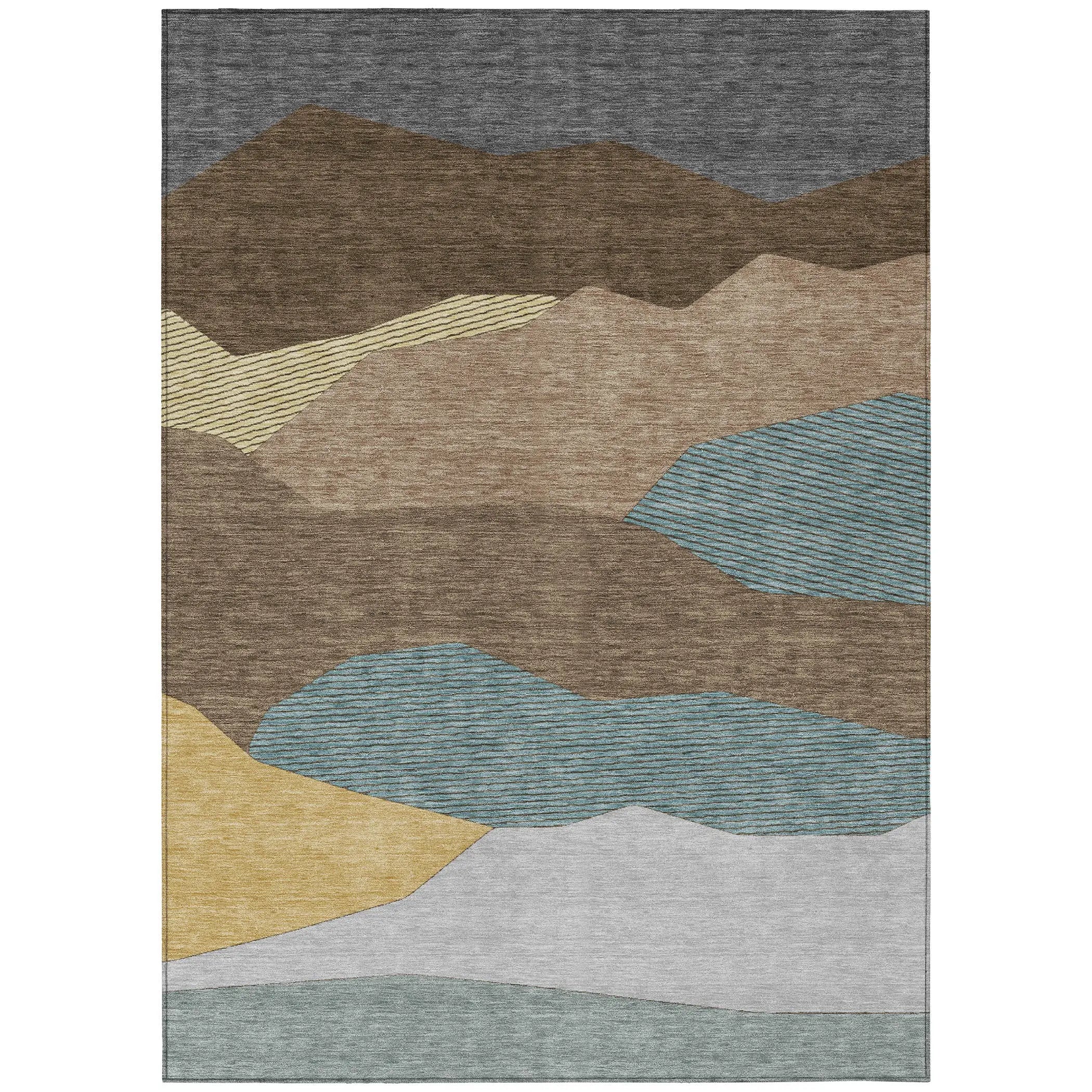8' X 10' Brown And Gray Geometric Washable Indoor Outdoor Area Rug Homeroots Outdoor