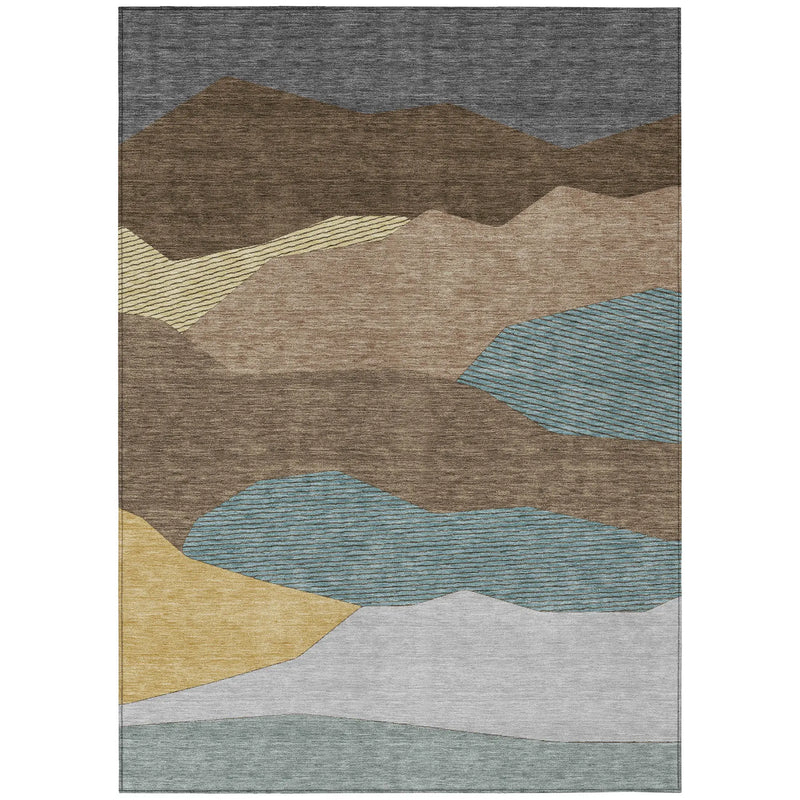 8' X 10' Brown And Gray Geometric Washable Indoor Outdoor Area Rug Homeroots Outdoor