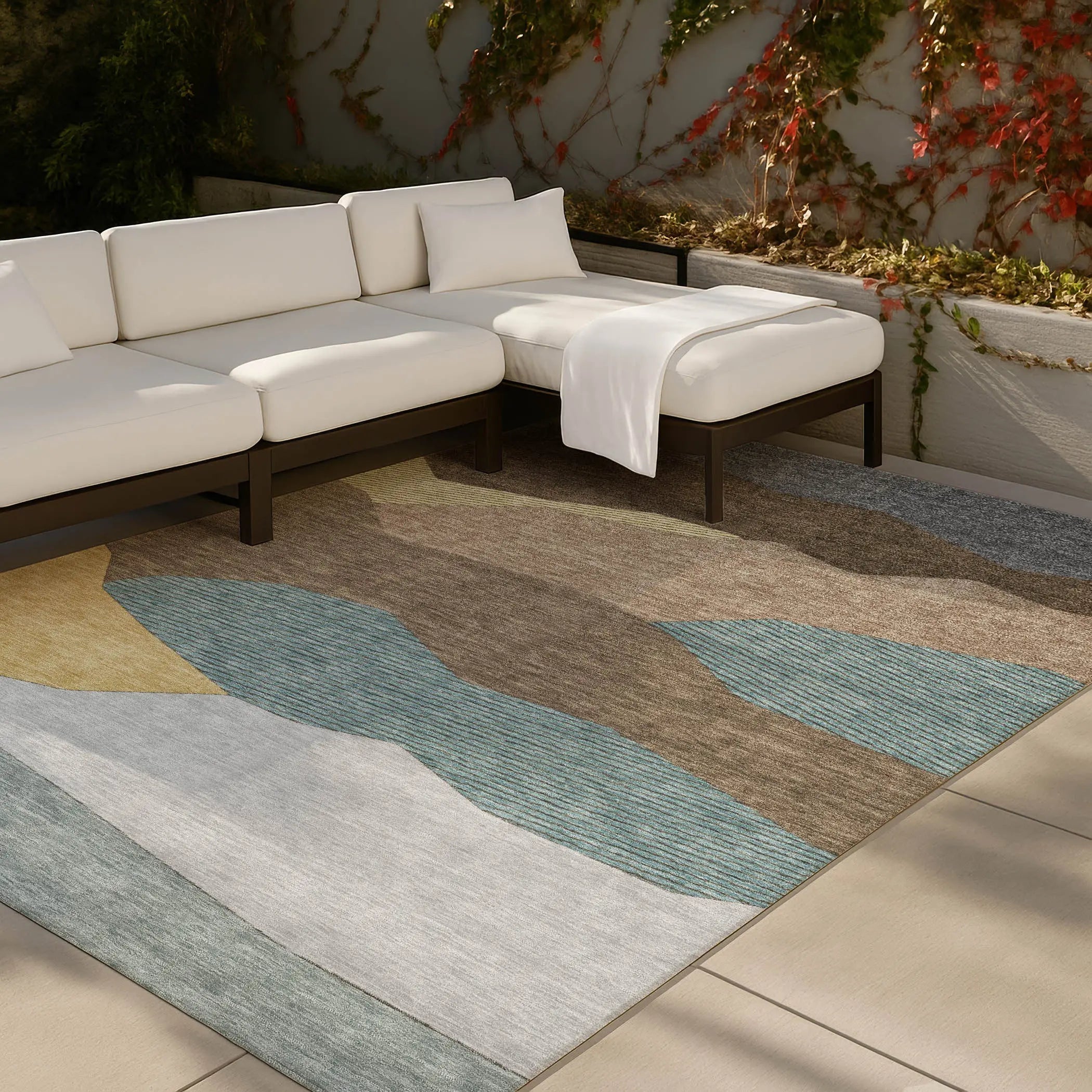 8' X 10' Brown And Gray Geometric Washable Indoor Outdoor Area Rug Homeroots Outdoor