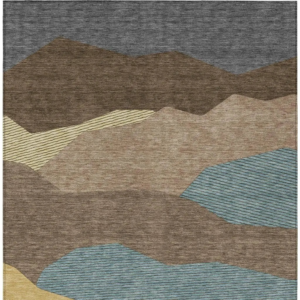 8' X 10' Brown And Gray Geometric Washable Indoor Outdoor Area Rug Homeroots Outdoor