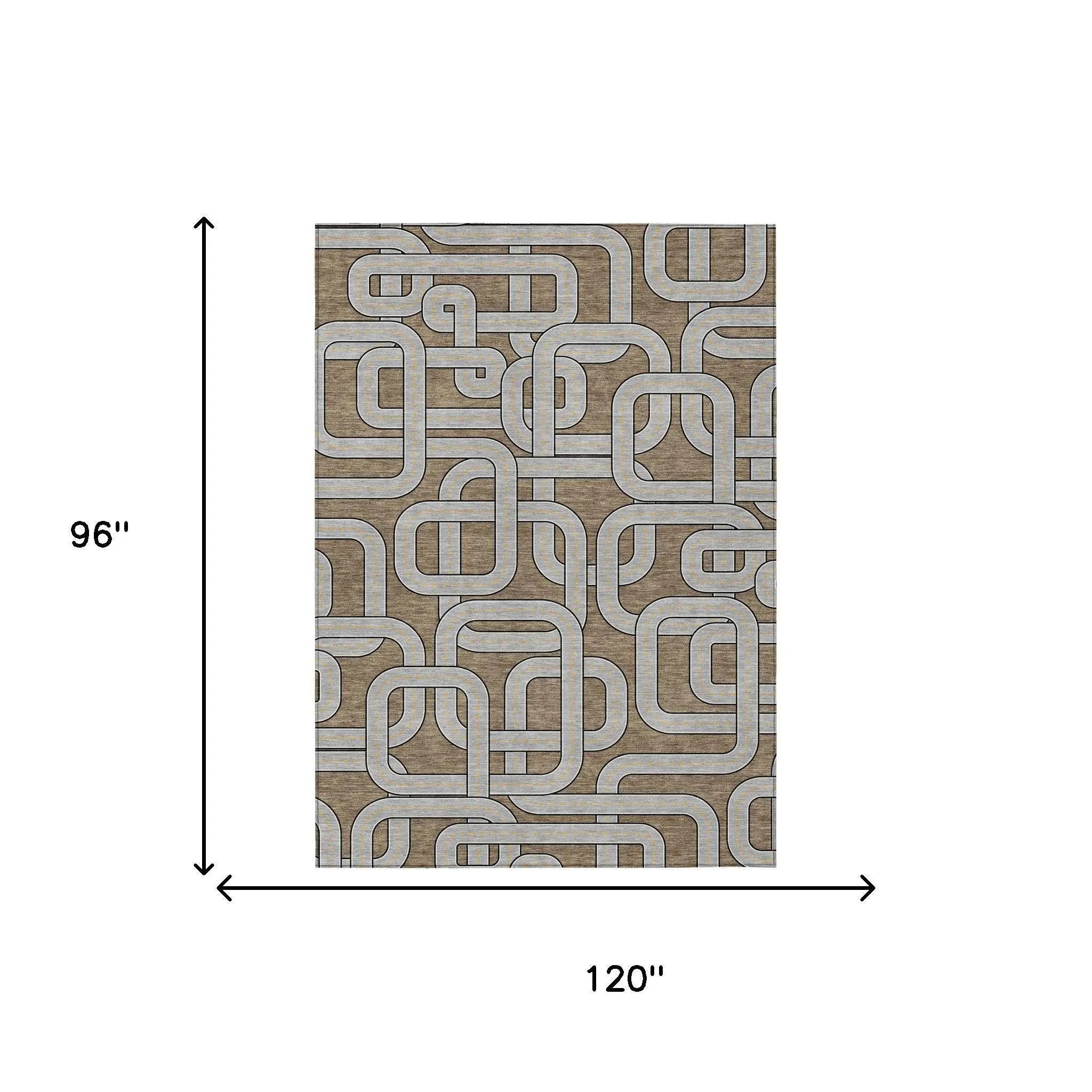8' X 10' Brown And Gray Geometric Washable Indoor Outdoor Area Rug Homeroots Outdoor
