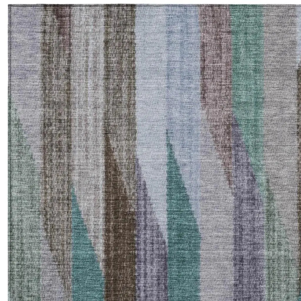 8' X 10' Brown And Gray Striped Washable Indoor Outdoor Area Rug Homeroots Outdoor