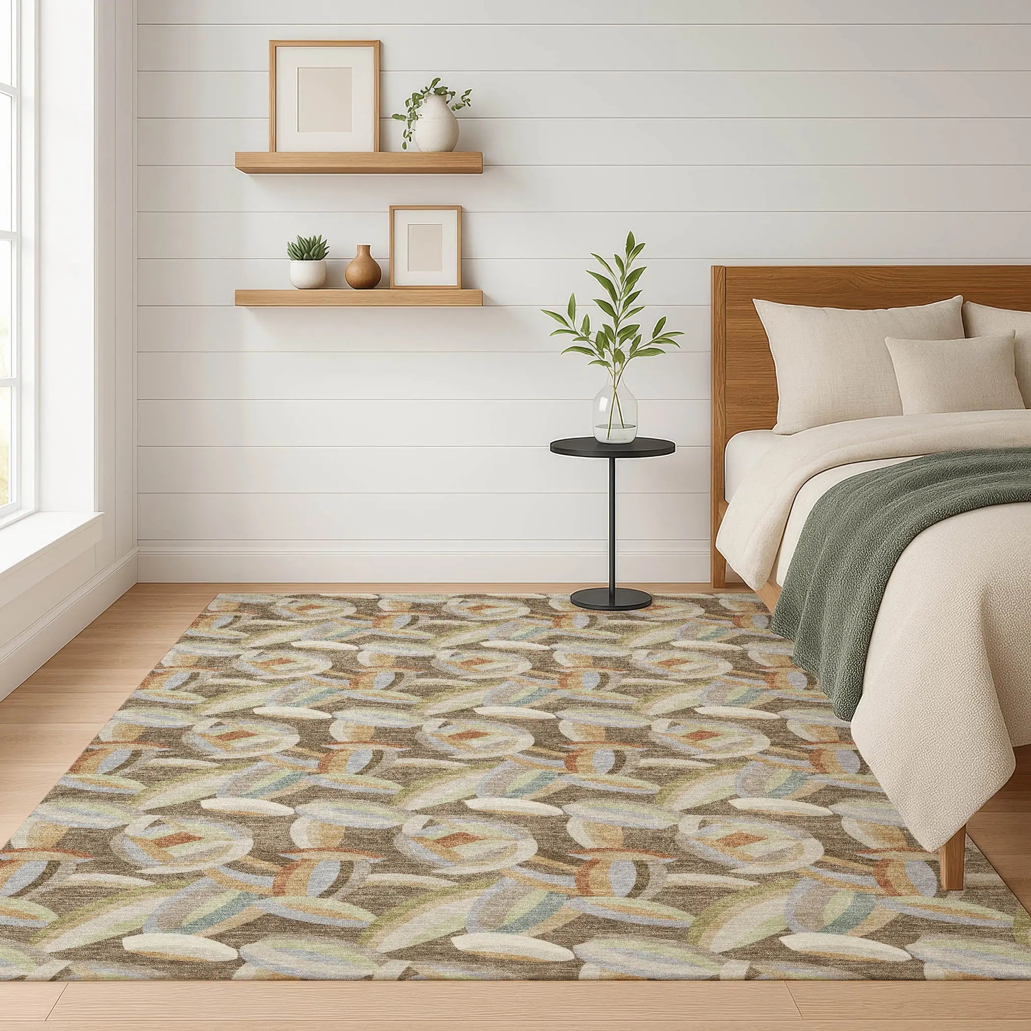 8' X 10' Brown And Ivory Abstract Washable Indoor Outdoor Area Rug Homeroots Outdoor